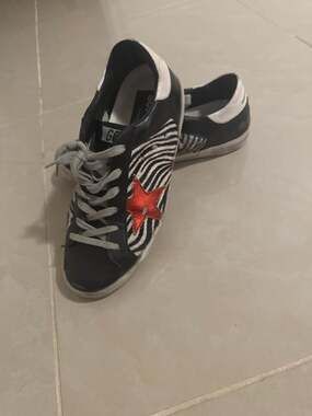 Golden Goose SuperStar Zebra-Print Leather Low-Top Sneakers -